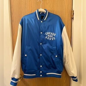 H&M Mens’ Blue Varsity Jacket: Chicago Music House